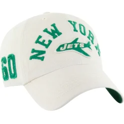 New York Jets Adjustable^Men's '47 Cream Throwback Clubhouse Faber Clean Up Adjustable Hat