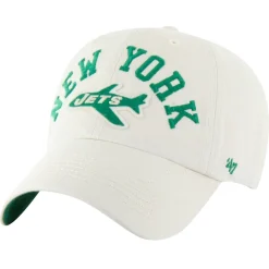 New York Jets Adjustable^Men's '47 Cream Throwback Clubhouse Faber Clean Up Adjustable Hat