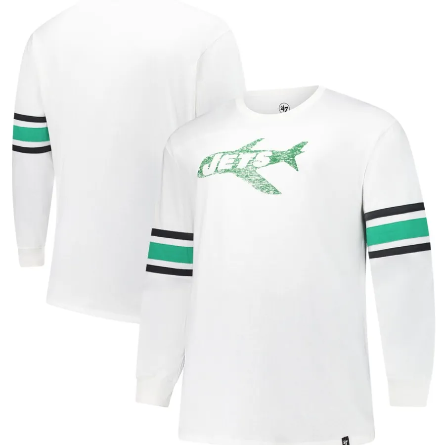 New York Jets Big & Tall^Men's '47 White Big & Tall Premier Brex Long Sleeve T-Shirt