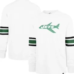 New York Jets Long Sleeved^Men's '47 White Gridiron Throwback Premier Brex Long Sleeve T-Shirt