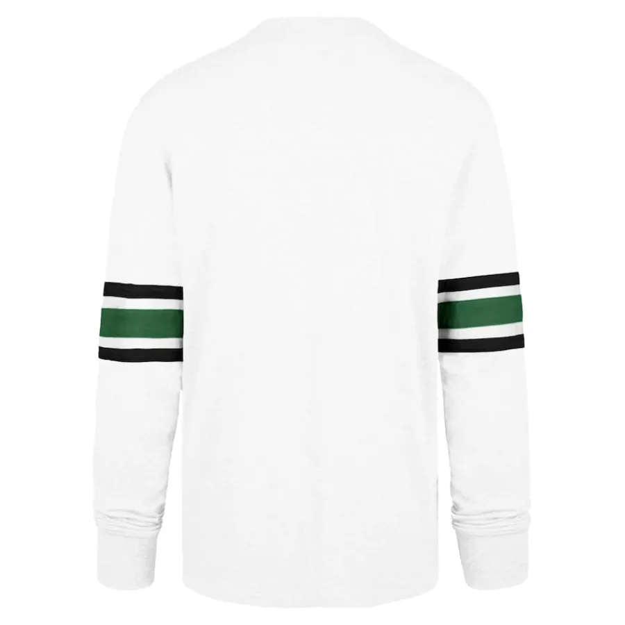 New York Jets Long Sleeved^Men's '47 White Gridiron Throwback Premier Brex Long Sleeve T-Shirt