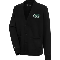 New York Jets Sweaters & Dress Shirts | Sweaters^Men's Antigua Black Victory Button-Up Cardigan