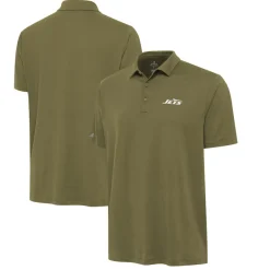 New York Jets Polos^Men's Antigua Olive Reprocess Polo