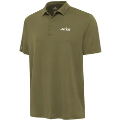 New York Jets Polos^Men's Antigua Olive Reprocess Polo