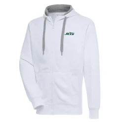 New York Jets Jackets | Big & Tall^Men's Antigua White Big & Tall Victory Full-Zip Hoodie