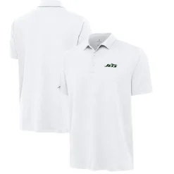 New York Jets Polos^Men's Antigua White Reprocess Polo