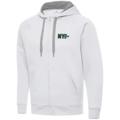 New York Jets Jackets^Men's Antigua White Victory Full-Zip Hoodie