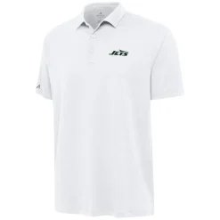 New York Jets Polos^Men's Antigua White Reprocess Polo