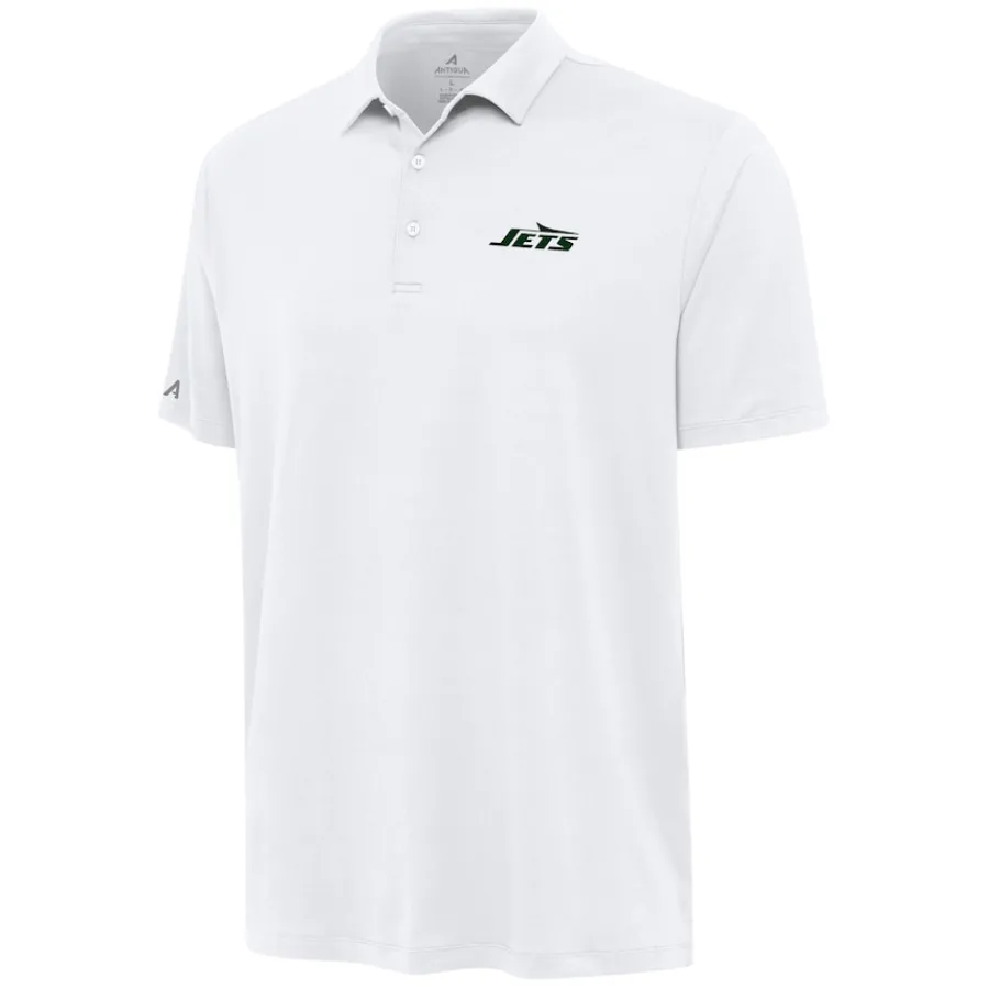 New York Jets Polos^Men's Antigua White Reprocess Polo