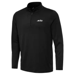 New York Jets Jackets | Sweatshirts & Fleece^Men's Antigua Black Reprocess Quarter-Zip Top
