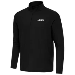 New York Jets Jackets | Sweatshirts & Fleece^Men's Antigua Black Intent Quarter-Zip Pullover Top