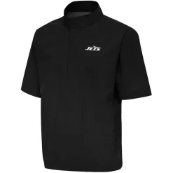 New York Jets Jackets^Men's Antigua Black Brisk Short Sleeve Quarter-Zip Windshirt