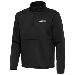 New York Jets Jackets | Sweatshirts & Fleece^Men's Antigua Black Twist Quarter-Zip Pullover Jacket