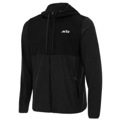 New York Jets Jackets^Men's Antigua Black/Charcoal Sway Full-Zip Hoodie