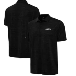 New York Jets Polos^Men's Antigua Heather Black Layout Polo
