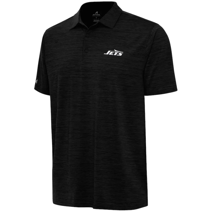 New York Jets Polos^Men's Antigua Heather Black Layout Polo