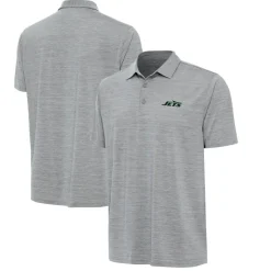 New York Jets Polos^Men's Antigua Heather Gray Layout Polo