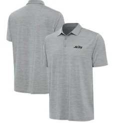 New York Jets Polos^Men's Antigua Heather Gray Layout Polo