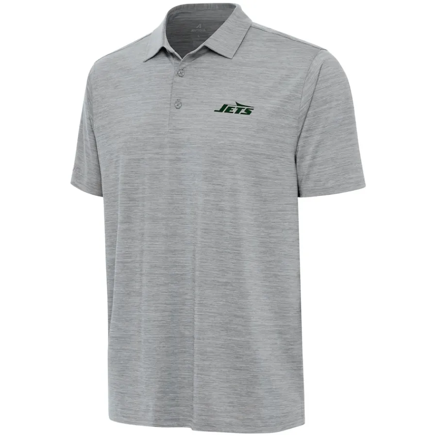 New York Jets Polos^Men's Antigua Heather Gray Layout Polo
