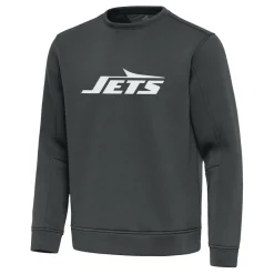 New York Jets Jackets^Men's Antigua Pewter Relevant Lightweight Pullover Sweatshirt