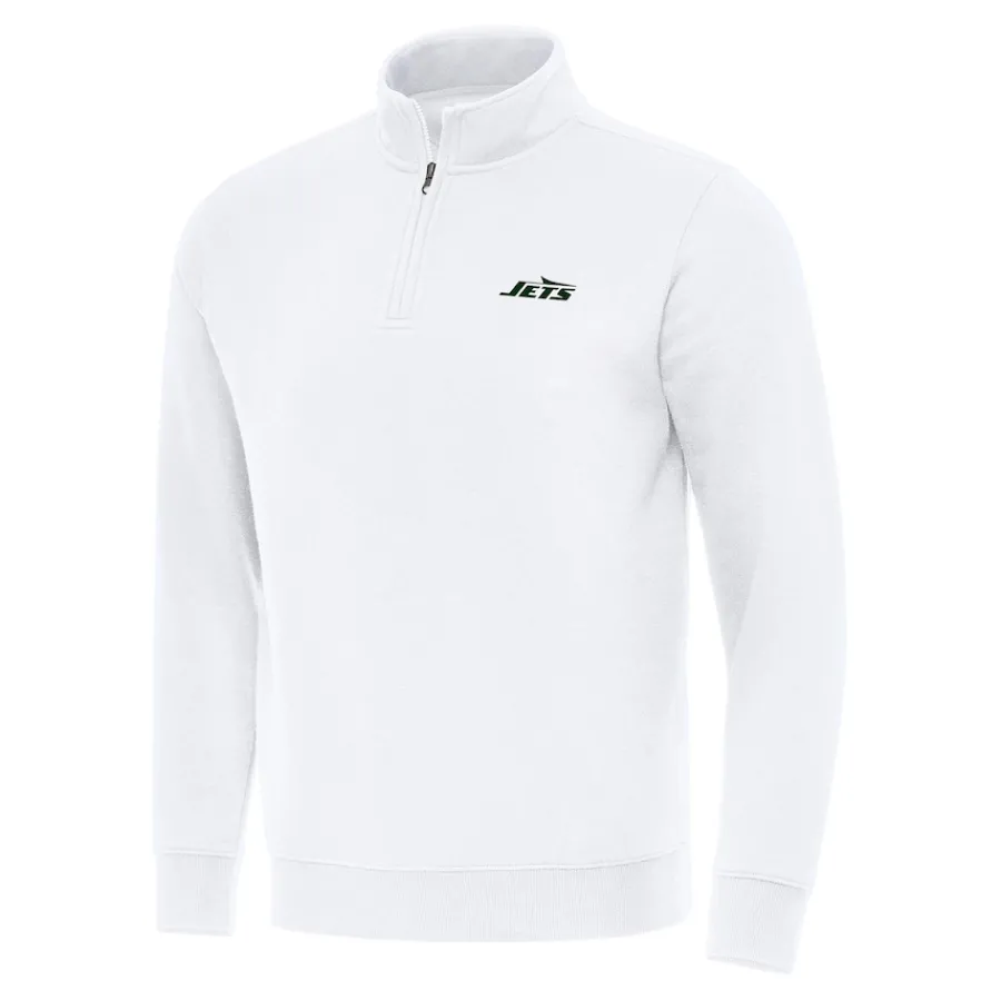 New York Jets Jackets | Sweatshirts & Fleece^Men's Antigua White Victory Quarter-Zip Pullover Top