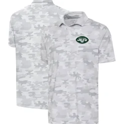 New York Jets Polos^Men's Antigua White Collide Polo