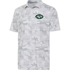 New York Jets Polos^Men's Antigua White Collide Polo