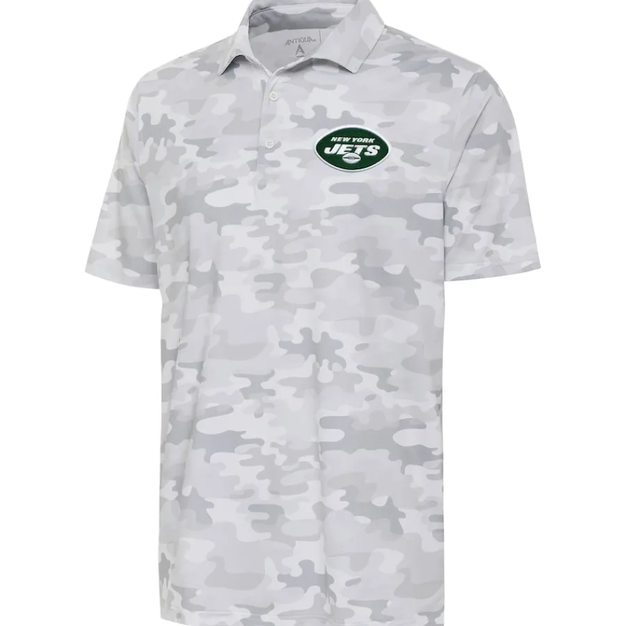 New York Jets Polos^Men's Antigua White Collide Polo