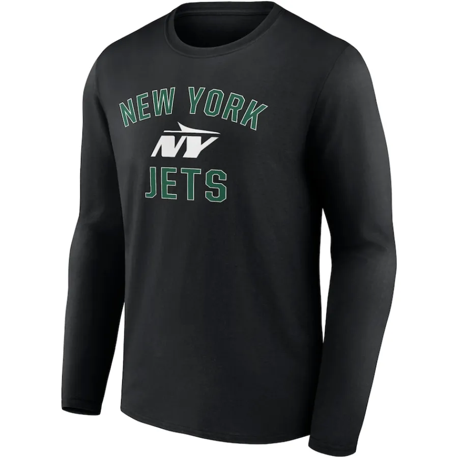 New York Jets Long Sleeved^Men's Black Victory Arch Long Sleeve T-Shirt