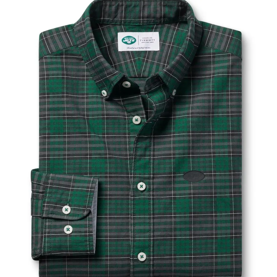 New York Jets Sweaters & Dress Shirts^Men's Charles Tyrwhitt Green Slim Fit Oxford Button-Down Shirt