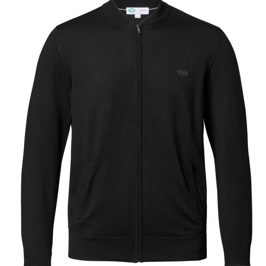 New York Jets Sweaters & Dress Shirts | Sweatshirts & Fleece^Men's Charles Tyrwhitt Black Merino Full-Zip Sweater