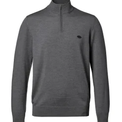New York Jets Sweaters & Dress Shirts | Sweatshirts & Fleece^Men's Charles Tyrwhitt Gray Merino Quarter-Zip Pullover Sweater