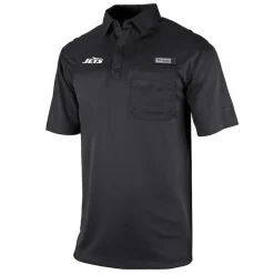 New York Jets Polos^Men's Columbia Black Omni-Wick Flycaster Pocket Polo