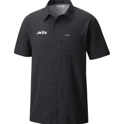 New York Jets Sweaters & Dress Shirts^Men's Columbia Black Slack Tide Omni-Wick Button-Up Camp Shirt