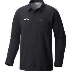 New York Jets Sweaters & Dress Shirts^Men's Columbia Black Slack Tide Omni-Wick Button-Up Long Sleeve Shirt