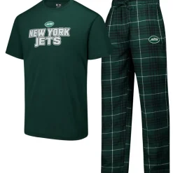 New York Jets Underwear & Sleepwear^Men's Concepts Sport Green/Black Vector T-Shirt & Flannel Pants Sleep Set