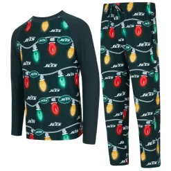 New York Jets Underwear & Sleepwear^Men's Concepts Sport Hunter Green Garland Knit Raglan Long Sleeve T-Shirt And Pants Set