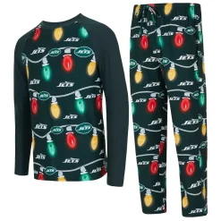 New York Jets Underwear & Sleepwear^Men's Concepts Sport Hunter Green Garland Knit Raglan Long Sleeve T-Shirt And Pants Set