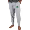 New York Jets Shorts & Pants^Men's Concepts Sport Gray Throwback Logo Mainstream Cuffed Terry Pants