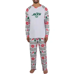 New York Jets Underwear & Sleepwear^Men's Concepts Sport Gray Tidings Knit Long Sleeve Top & Pants Pajama Set