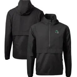 New York Jets Jackets | Sweatshirts & Fleece^Men's Cutter & Buck Black Helmet Charter Eco Recycled Half-Zip Anorak Jacket