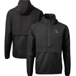 New York Jets Jackets | Sweatshirts & Fleece^Men's Cutter & Buck Black Helmet Charter Eco Recycled Half-Zip Anorak Jacket