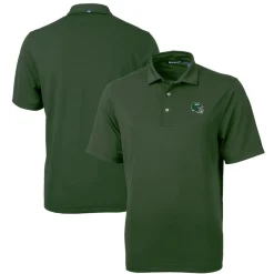 New York Jets Polos^Men's Cutter & Buck Hunter Green Helmet DryTec Virtue Eco Pique Recycled Polo
