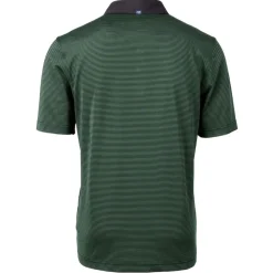 New York Jets Polos^Men's Cutter & Buck Hunter Green Primary Logo Virtue Eco Pique Micro Stripe Recycled Polo