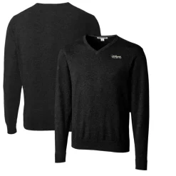 New York Jets Sweaters & Dress Shirts | Sweaters^Men's Cutter & Buck Black Throwback Logo Lakemont Tri-Blend V-Neck Pullover Sweater