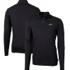 New York Jets Big & Tall^Men's Cutter & Buck Black Big & Tall Monochromatic Logo Virtue Eco Pique Recycled Quarter-Zip Pullover Top
