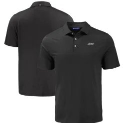 New York Jets Polos^Men's Cutter & Buck Black Monochromatic Logo Coastline Epic Comfort Eco Recycled Polo