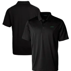 New York Jets Polos | Big & Tall^Men's Cutter & Buck Black Primary Logo Big & Tall Prospect Eco Textured Stretch Recycled Polo