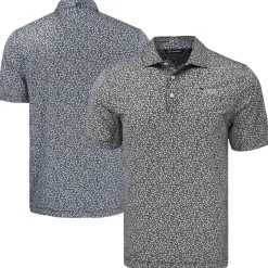 New York Jets Polos^Men's Cutter & Buck Black Pike Eco Flora Print Polo