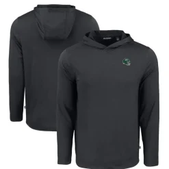 New York Jets Sweaters & Dress Shirts^Men's Cutter & Buck Black Helmet Coastline Epic Comfort Eco Recycled Long Sleeve Hoodie T-Shirt